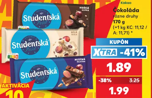 Mliečna čokoláda Študentská pečať