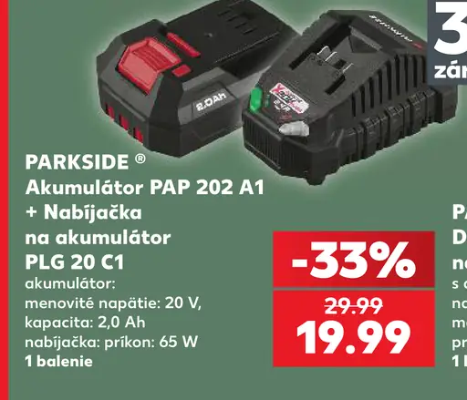 Parkside Akumulátor PAP 202 A1 a nabíjačka PLG 20 C1