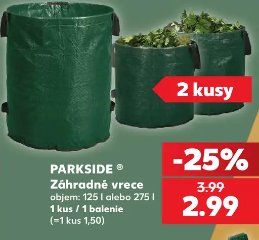 Parkside Záhradné vrecia, objem 125 l