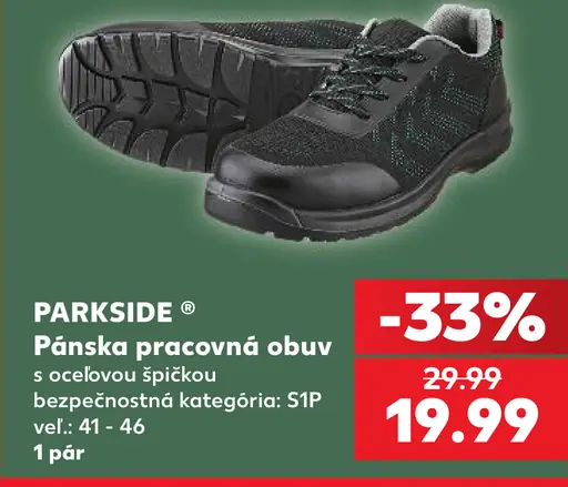 Parkside pánska pracovná obuv s oceľovou špičkou, bezpečnostná kategória S1P