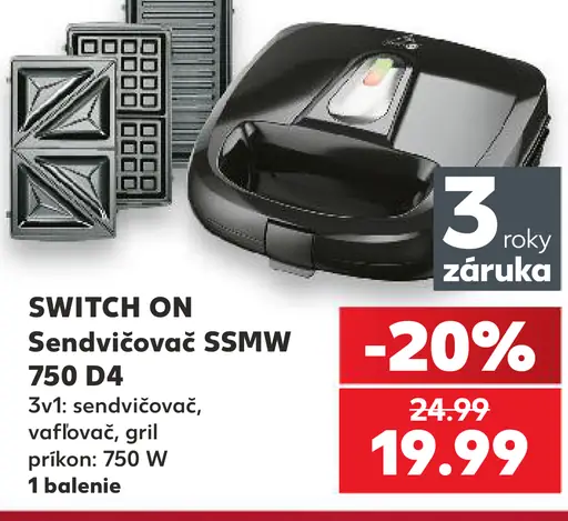 SWITCH ON Sendvičovač SSMW 750 D4