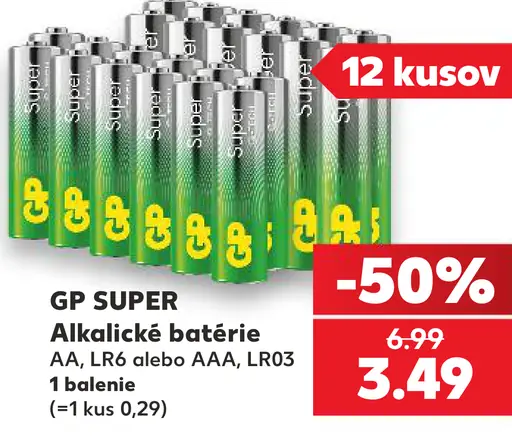 GP Alkalické batérie Super AA (LR6) alebo AAA (LR03)