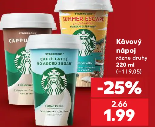 Starbucks kávový nápoj rôzne druhy