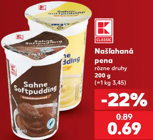 K-Classic šľahaná pena Softpudding, rôzne druhy