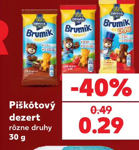 Opavia Brumík piškótový dezert rôzne druhy