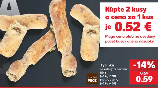 Tyčinka so zelenými olivami