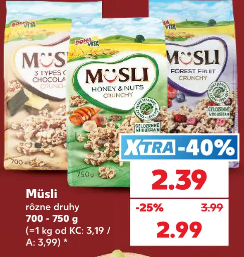 Müsli rôzne druhy