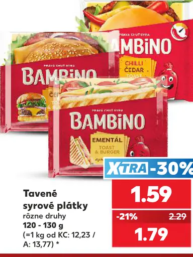 Tavené syrové plátky, rôzne druhy
