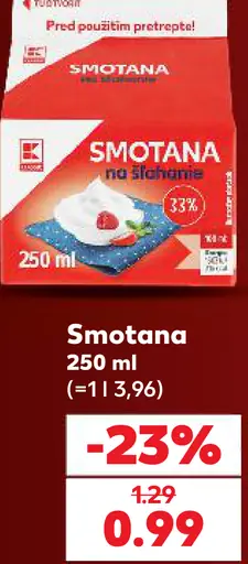 Smotana na šľahanie 33%