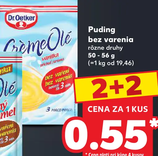 Dr. Oetker Crème Olé puding – čokoláda, vanilka, slaný karamel