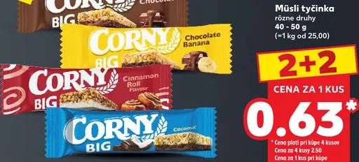 Corny Big müsli tyčinka – Chocolate, Chocolate Banana, Cinnamon Roll, Coconut
