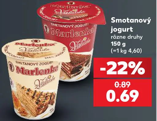 Marlenka smotanový jogurt, rôzne druhy