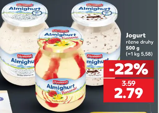 Ehrmann Almighurt jogurt, rôzne druhy