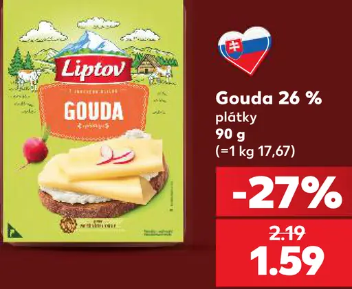 Gouda 26 % plátky