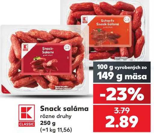 Snack saláma rôzne druhy
