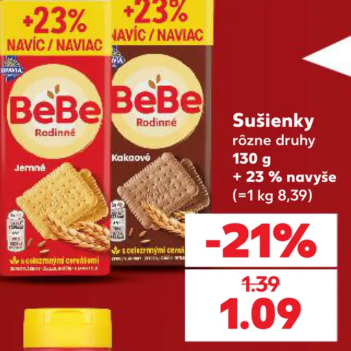 BeBe Rodinné sušienky jemné alebo kakaové