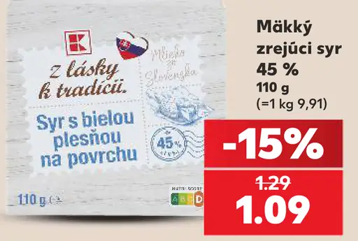 Z lásky k tradícii syr s bielou plesňou na povrchu 45 %