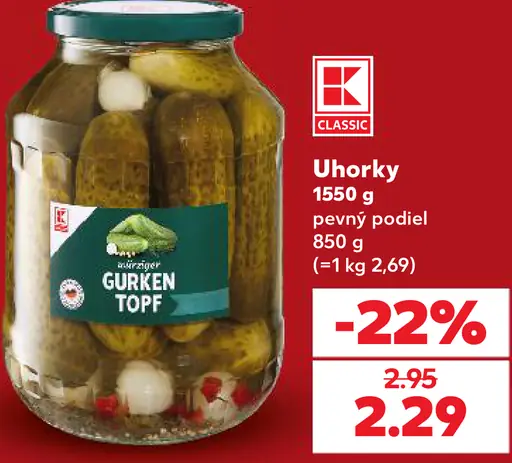 K-Classic uhorky v náleve pevný podiel