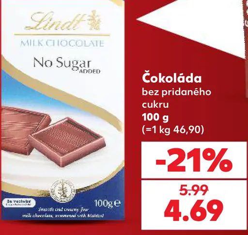 Lindt Milk Chocolate No Sugar Added