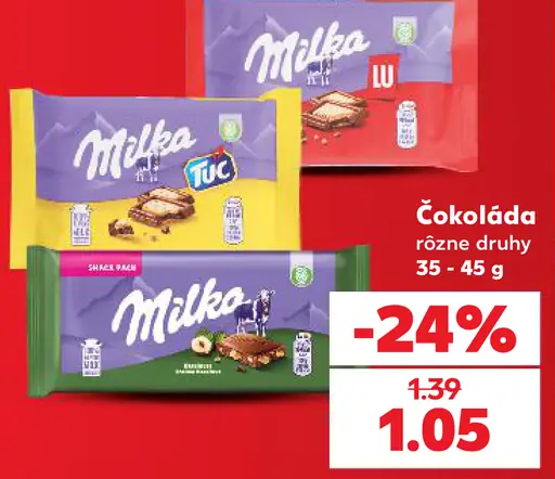 Čokoláda rôzne druhy Milka
