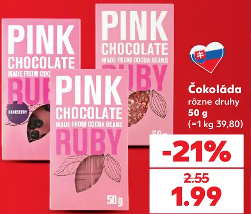 Pink chocolate ruby čokoláda rôzne druhy