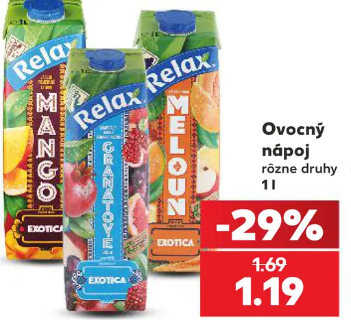 Relax ovocný nápoj rôzne druhy