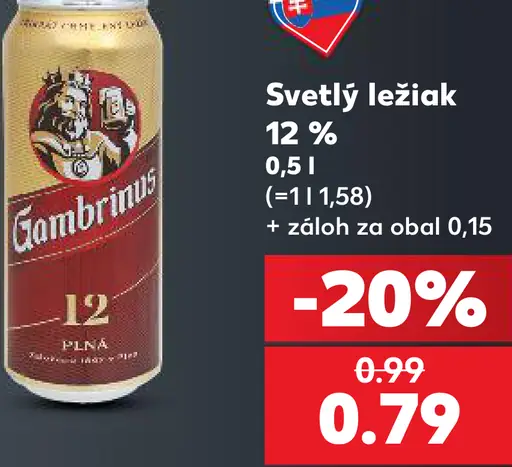 Gambrinus 12 svetlý ležiak plechovka