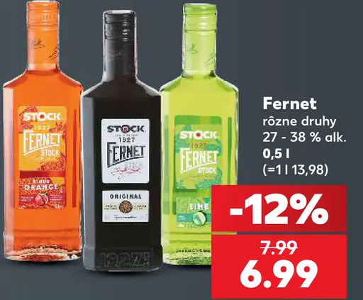 Stock Fernet, rôzne druhy – Original, Orange a Lime