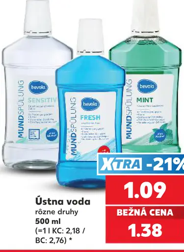 Bevola ústna voda Sensitive, Fresh a Mint