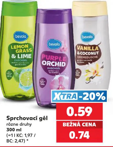 Bevola sprchovací gél Lemon Grass & Lime, Purple Orchid a Vanilla & Coconut