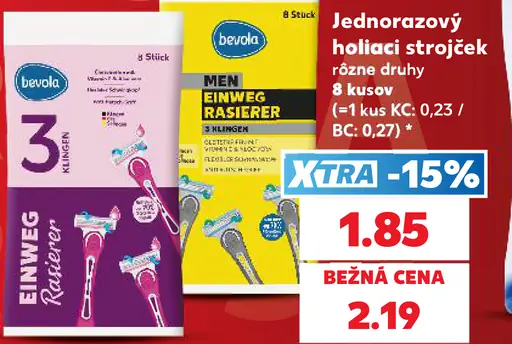 Bevola Jednorazový holiaci strojček, rôzne druhy