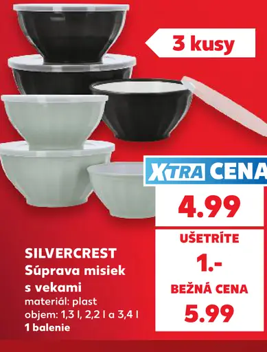 Silvercrest súprava misiek s vekami
