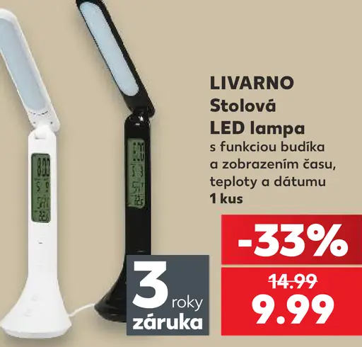 LIVARNO Stolová LED lampa s funkciou budíka a zobrazením času, teploty a dátumu