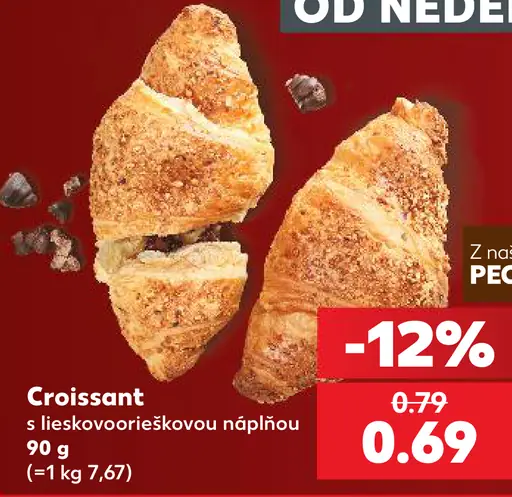 Croissant s lieskovoorieškovou náplňou
