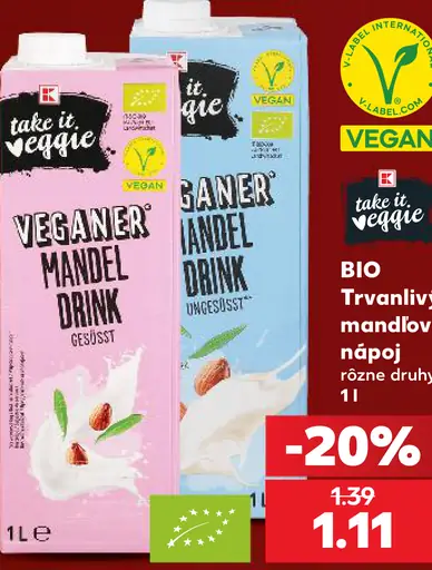 Bio trvanlivý mandľový nápoj