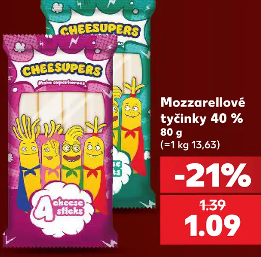 Cheesupers mozzarella tyčinky 40 %