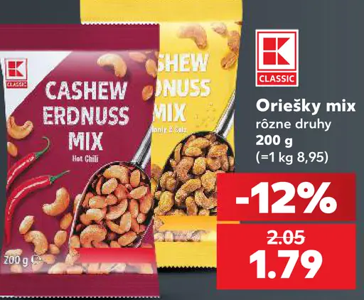 K-Classic orešky mix rôzne druhy
