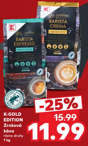 K-Gold Edition zrnková káva, rôzne druhy