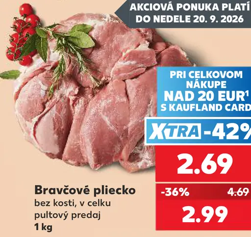 Bravčové plecko bez kosti v celku pultový predaj