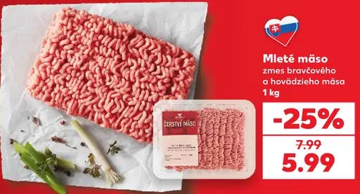 Mleté mäso zo zmesi bravčového a hovädzieho mäsa
