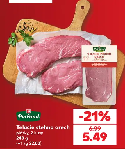 Telacie stehno orech plátky, 2 kusy