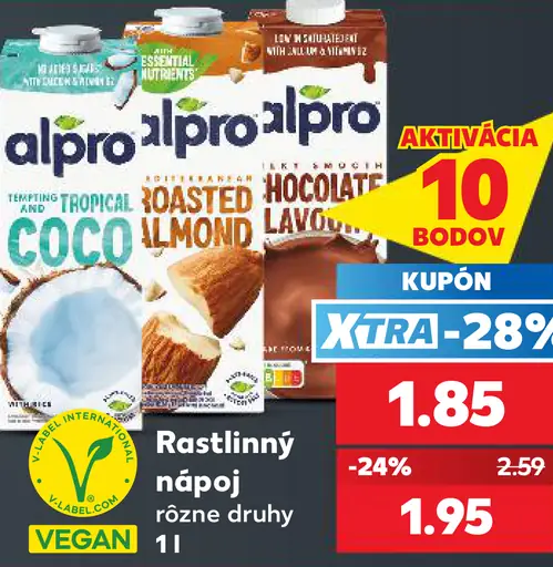 Rastlinný nápoj rôzne druhy