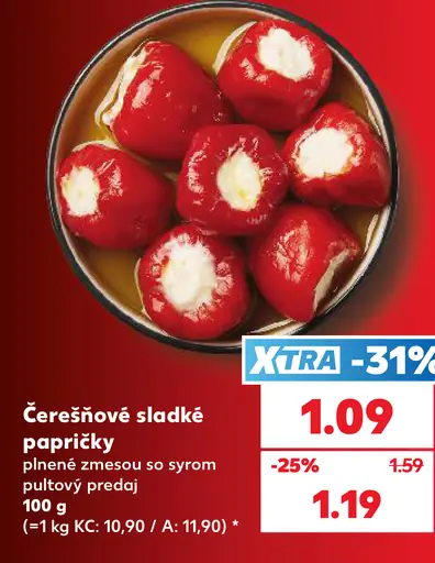 Čerešňové sladké papričky plnené zmesou so syrom