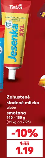 Tatra zahustené sladené mlieko alebo smotana