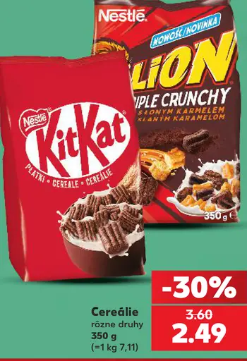 Nestlé cereálie, rôzne druhy – KitKat a Lion