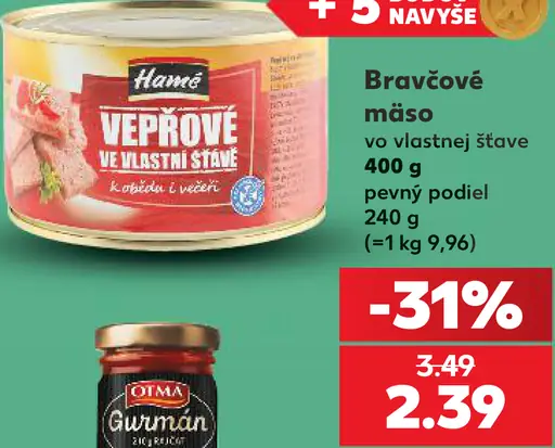 Hamé Bravčové mäso vo vlastnej šťave