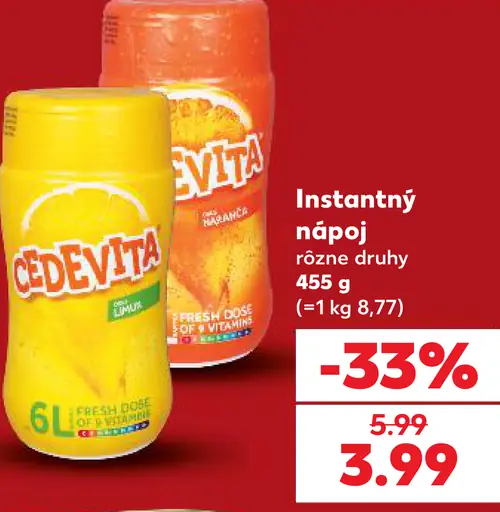 Cedevita instantný nápoj, rôzne druhy