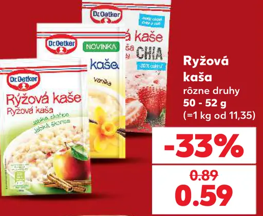Dr. Oetker ryžová kaša rôzne druhy