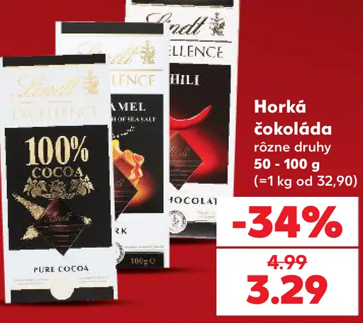 Lindt Excellence horká čokoláda rôzne druhy