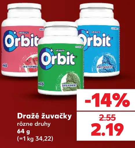 Orbit žuvačky, rôzne druhy